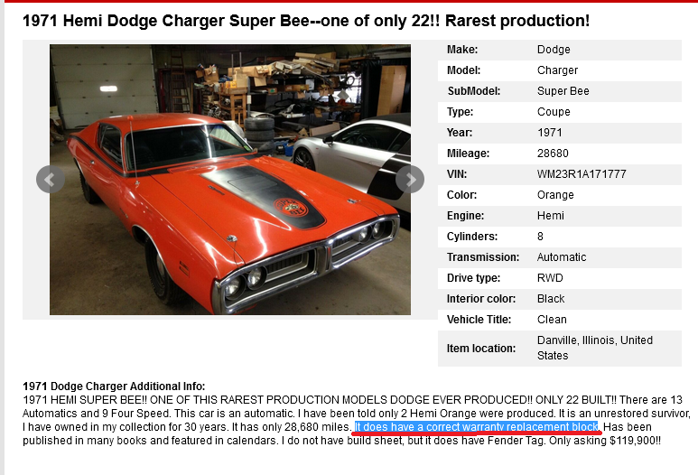 Attached picture Screenshot 2023-08-08 at 11-40-07 1971 Hemi Dodge Charger Super Bee--one of only 22!! Rarest production!.png